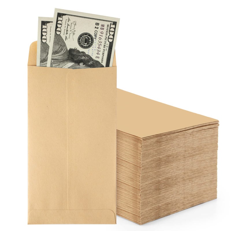 ACSTEP ACKO #7 Coin Money Envelopes for Cash 3 1/2 x 6 1/2 Small Envelope with Gummed Flap for Cash budgeting, gift or Money Saving, Brown Kraft Envelopes 500 Pack - Image 1